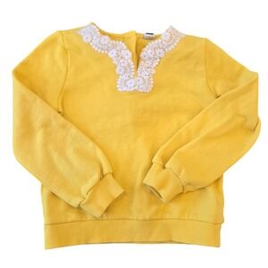Janie and Jack Girl's Yellow Crochet Trim Sweatshirt Pullover Long Sleeve Size 6